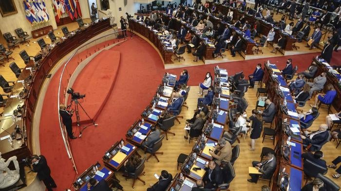An interior view of the El Salvadoran legislative assembly