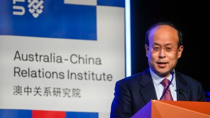China's ambassador to Australia, Xiao Qian, gives an address at the University of Technology in Sydney