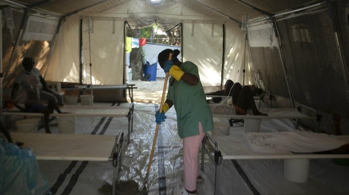 A tent where people suffering cholera symptoms are treated at a clinic run by Doctors Without Borders in Port-au-Prince, Haiti, October 7, 2022.