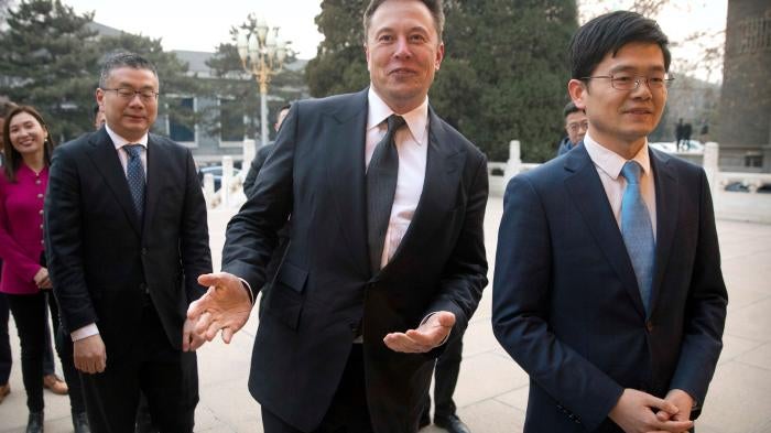 Elon Musk waiting for a meeting in Beijing