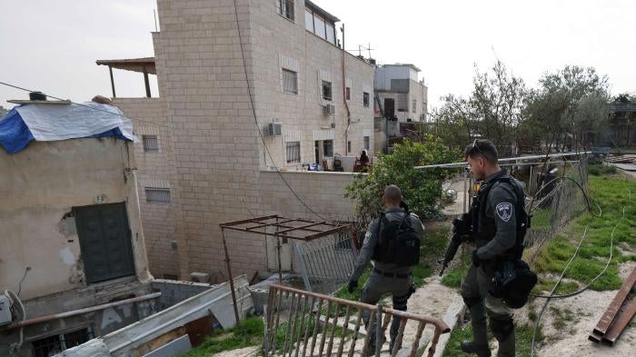 Israeli forces enter the East Jerusalem home of Khayri Alqam, who killed seven civilians in the Israeli settlement of Neve Yaakov on January 27, 2023, to seal and eventually demolish it.