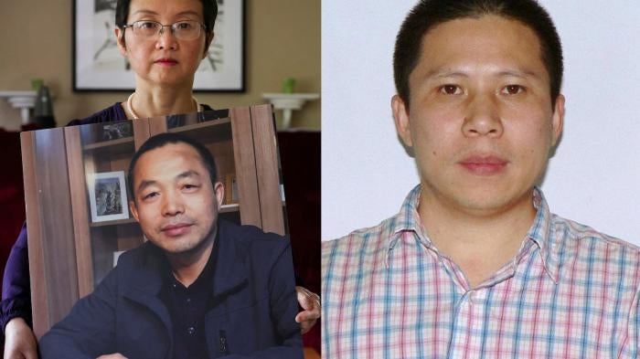 Jailed Chinese human rights lawyers and activists Ding Jiaxi and Xu Zhiyong.