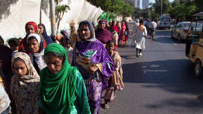 The Aurat March to end gender-based violence against women and transgender and non-binary people on International Women's Day, March 8, 2021 in Karachi, Pakistan. 