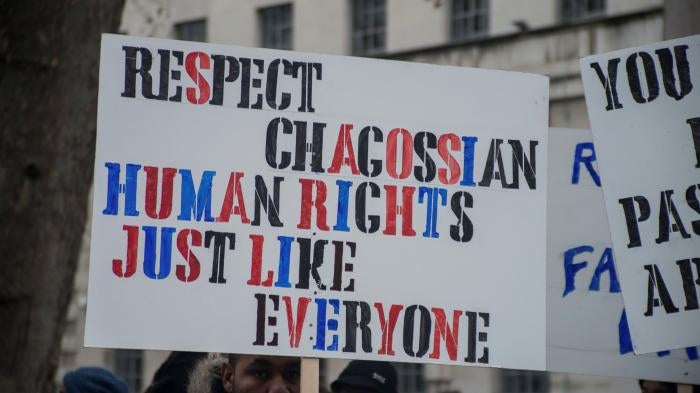 Chagossian demonstration in London, UK on December 15, 2016. 