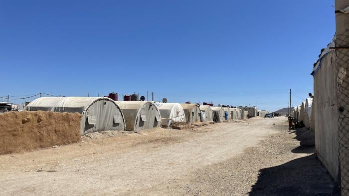 The Serekaniye Camp, which as of August 1, 2023, hosted about 15,570 internally displaced people, Al-Hasakeh governorate, Syria, May 2023. 