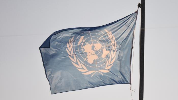 Flag of the United Nations, February 24, 2020.