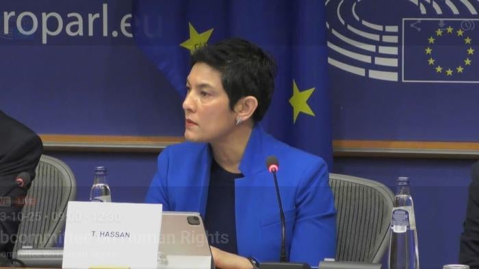 Tirana Hassan at the European Parliament Subcommittee on Human Rights
