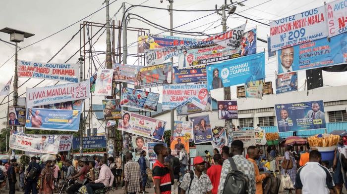 Election banners in Kinshasa, Democratic Republic of Congo, December 9, 2023.