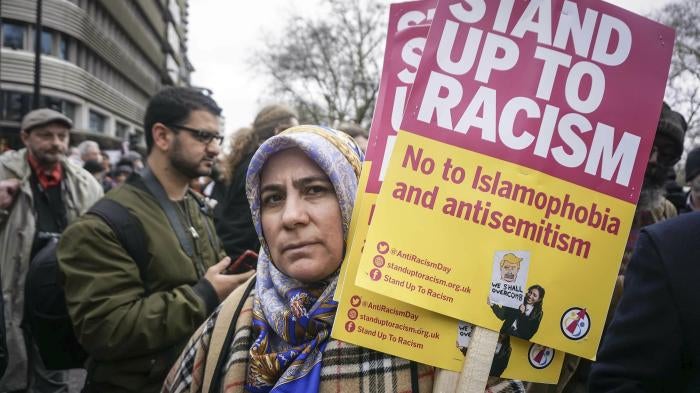 Thousands of anti-racist groups took to the streets marking the world against racism day of action, London, UK, March 16, 2019. 