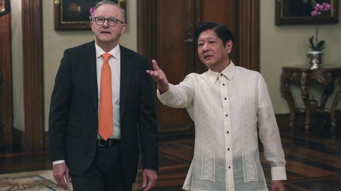 Australia's Prime Minister Anthony Albanese, left, meets with Philippine President Ferdinand Marcos Jr., at Malacañang palace in Manila, September 8, 2023.