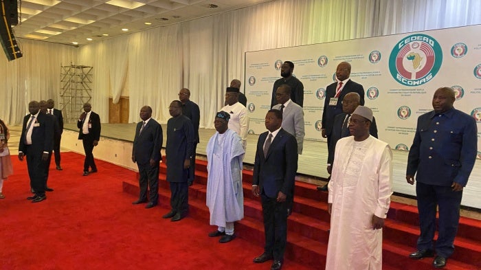  West African leaders before an Economic Community of West African States (ECOWAS) meeting in Abuja, Nigeria, August 10, 2023. 