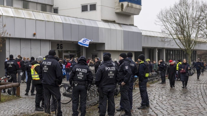Beating of Jewish student intensifies deabte over Gaza conflict at Berlin’s largest public university, the Freie Universität, February 9, 2024. 