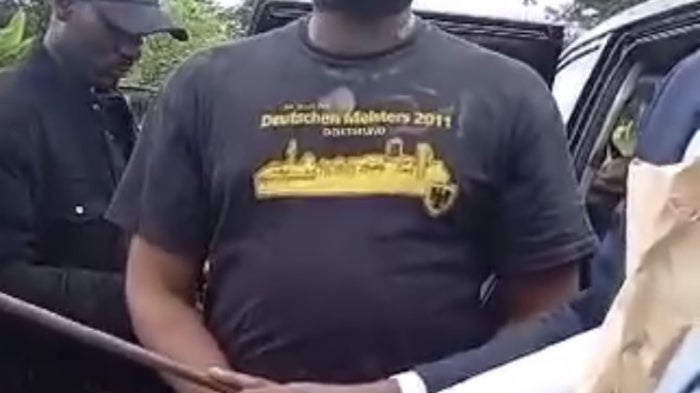 Screenshot of a video published on social media on July 21, 2024 and showing Steve Akam, also known as Ramon Cotta, at the border between Gabon and Cameroon. 