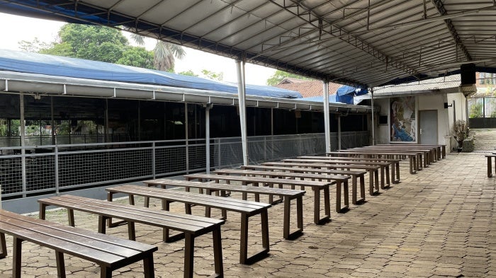 The parish of St. Joannes Baptista in Parung, near Jakarta, Indonesia, using tents for their services. It has not secured a church permit after applying for more than two decades.
