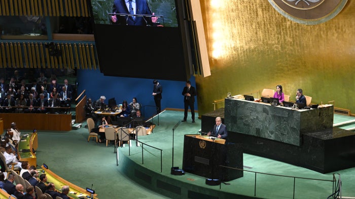 UN Secretary-General Antonio Guterres speaks at the United Nations headquarters in New York City, US, September 23, 2025.