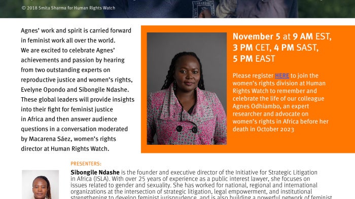 Agnes Odhiambo Memorial Flyer