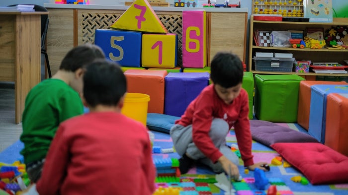 Children at a free government pre-primary school, Tashkent, Uzbekistan, November 2022. 