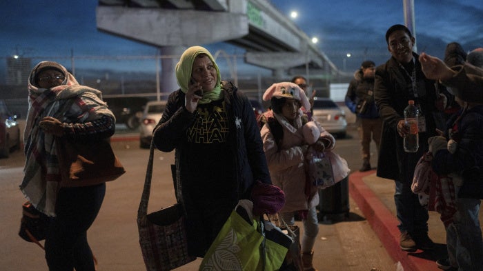 A group of migrants wait after learning that their appointments to apply for asylum in the US have been canceled, Tijuana, Mexico, January 20, 2025.