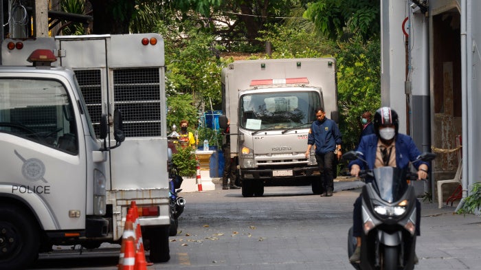 Thai officials outside the immigration detention center at the Immigration Bureau in Bangkok, February 27, 2025. 