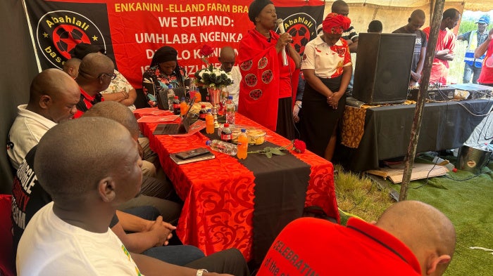 A memorial service for Zweli ‘Khabazela’ Mkhize, activist and treasurer of Abahlali baseMjondolo’s (AbM) eNkanini branch in Gauteng, South Africa, February 19, 2026.