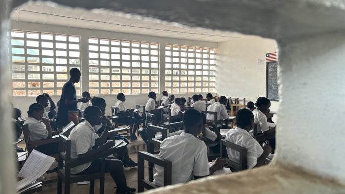 Photo of schoolchildren at their desks