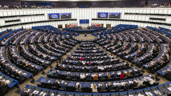 The European Parliament chamber in Strasbourg, France, February 11, 2026.