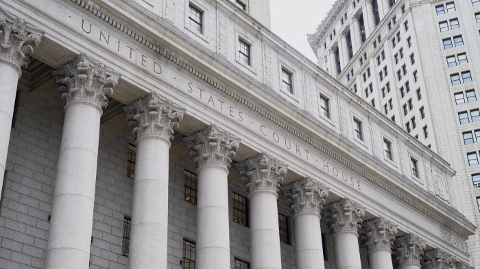 Thurgood Marshall United States Federal Courthouse building in lower Manhattan, New York City.