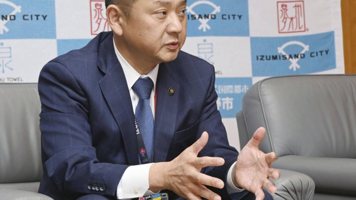Hiroyasu Chiyomatsu, mayor of Izumisano in Osaka Prefecture, explains the policy of setting up a “baby hatch,” which enables parents to anonymously leave infants they are unable to care for, May 29, 2025.