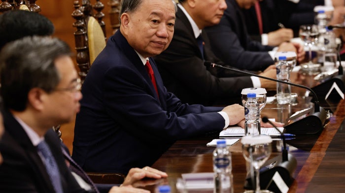 Vietnam's President To Lam leads his delegation in a meeting with Philippine President Ferdinand Marcos Jr. at Malacanang Palace in Manila, Philippines, June 1, 2026.