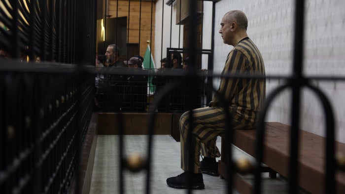Atef Najib during a trial session at the Palace of Justice in Damascus, Syria, April 26, 2026.