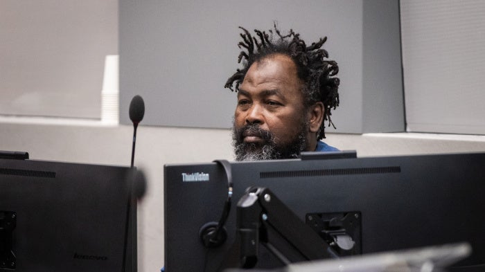 Mahamat Said Abdel Kani during closing statements in the courtroom of the International Criminal Court in The Hague, Netherlands, November 25, 2025.