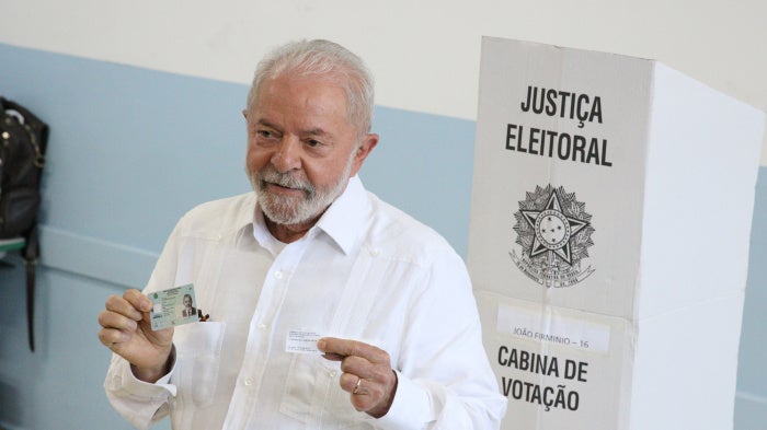 President-elect Luiz Inácio Lula da Silva voting in the second round of the 2022 presidential election, São Bernardo do Campo, Brazil.