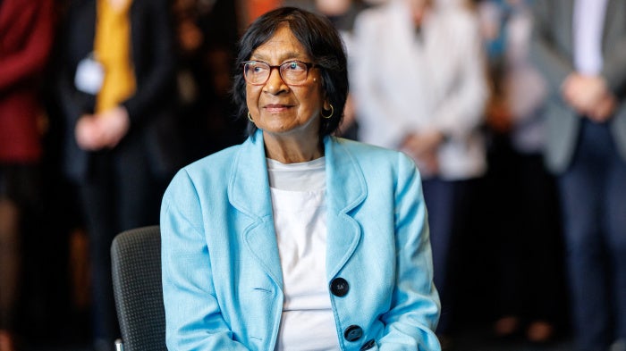 South African lawyer and judge Navi Pillay at the Nuremberg Forum following the announcement that she will be awarded the 2026 Nobel Peace Prize, October 9, 2026.