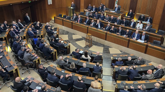 Lebanese lawmakers at the parliament building in downtown Beirut, January 9, 2025.