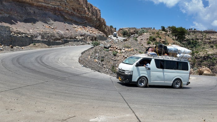 Vehicle on a mountainous road