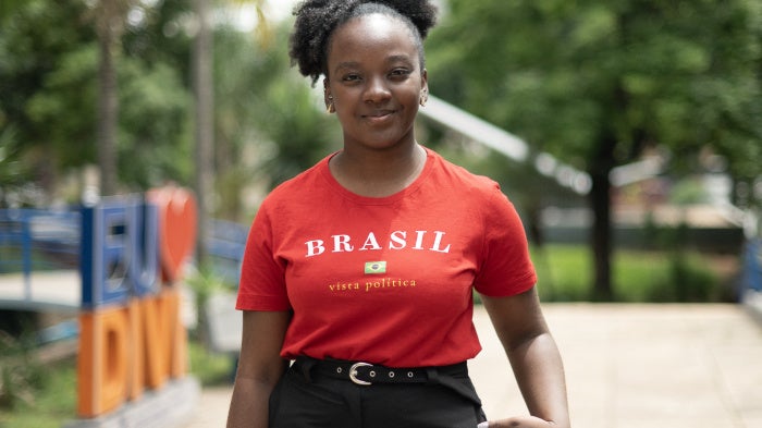 Ana Elisa Santos Silva of the Workers' Party (PT), the youngest federal deputy elected in Minas Gerais state, poses for a photograph in Divinopolis, Brazil, on October 15, 2026. 