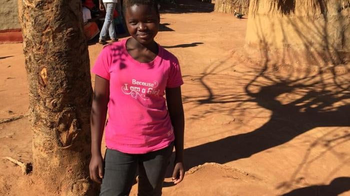 A 15-year-old child bride at Annandale farm, Shamva, in Mashonaland Central Province after participating in a community meeting on ending child marriage.