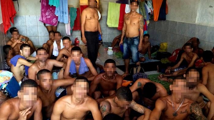 brazil prison Inmates in a windowless cell