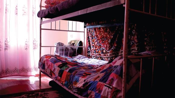 Beds in a shelter for women