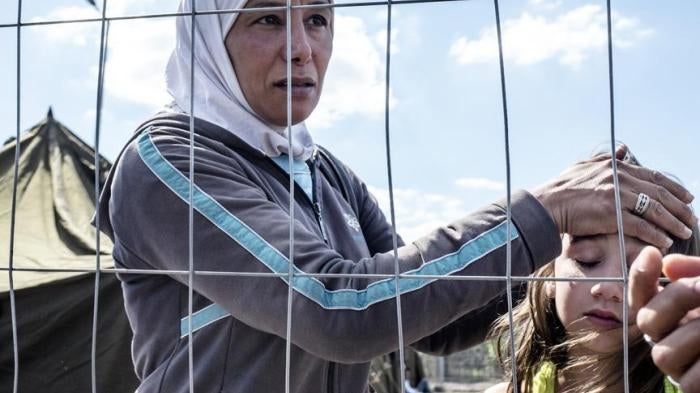 2015年9月9日叙利亚难民在匈牙利边境的拘留中心内。 
