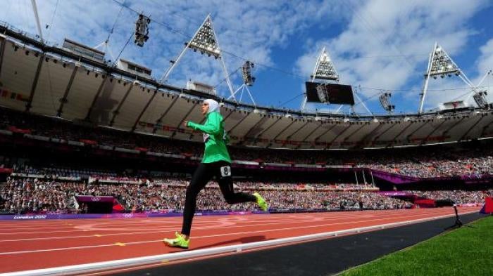 At the 2012 Olympic Games in London, Sarah Attar represents Saudi Arabia as the country's first Olympic female runner, competing in the women’s 800 meters