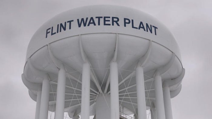 The top of a water tower is seen at the Flint Water Plant in Flint, Michigan January 13, 2016.
