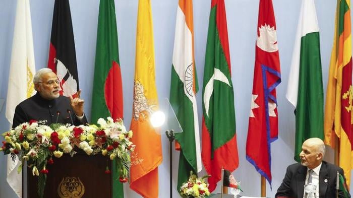 India’s Prime Minister Narendra Modi speaks at the opening session of 18th South Asian Association for Regional Cooperation (SAARC) summit in Kathmandu, November 26, 2014.