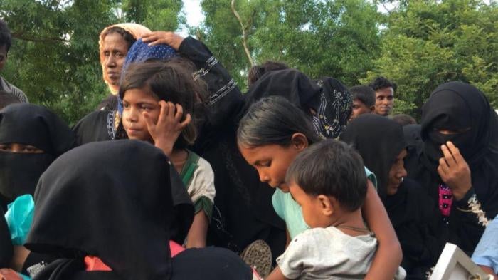 Rohingya refugees shortly after arrival in Bangladesh. 
