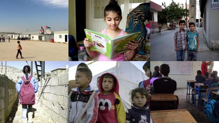 Syrian children and schools in Turkey, Lebanon, and Jordan. 