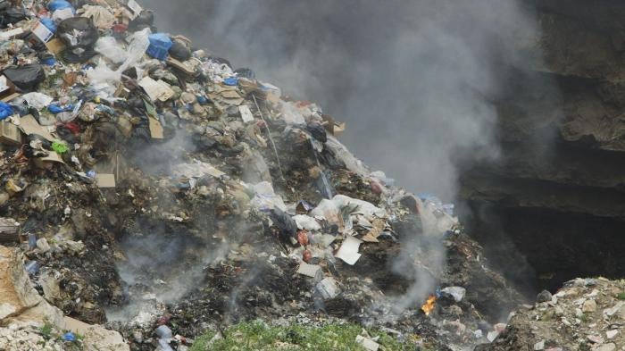 Open burning of waste in Majadel, south Lebanon. 