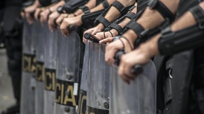 Military police riot control the protest against Brazil's President Michel Temer in São Paulo, Brazil. September 4, 2016
