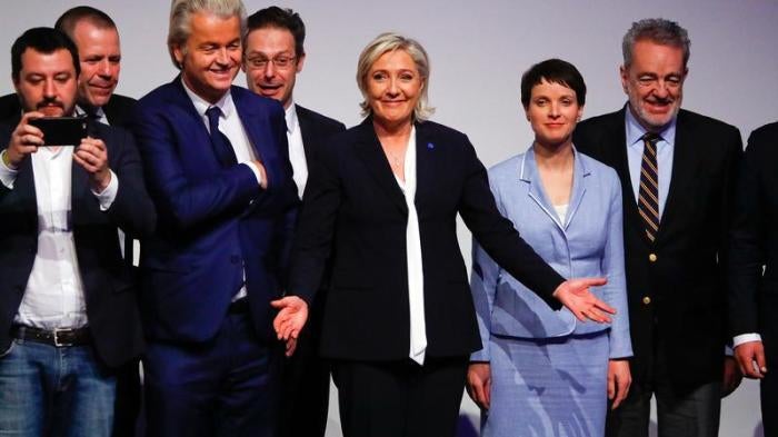 Germany's Alternative for Germany (AfD) leader Frauke Petry, France's National Front leader Marine Le Pen, Italian Matteo Salvini of the Northern League, Netherlands' Party for Freedom (PVV) leader Geert Wilders, Harald Vilimsky of Austria's Freedom Party