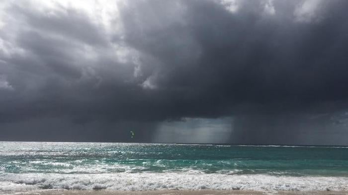 A storm comes ashore in the Eastern Caribbean