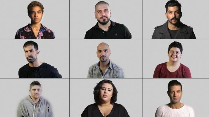 Grid shows LGBT activists in the Middle East.